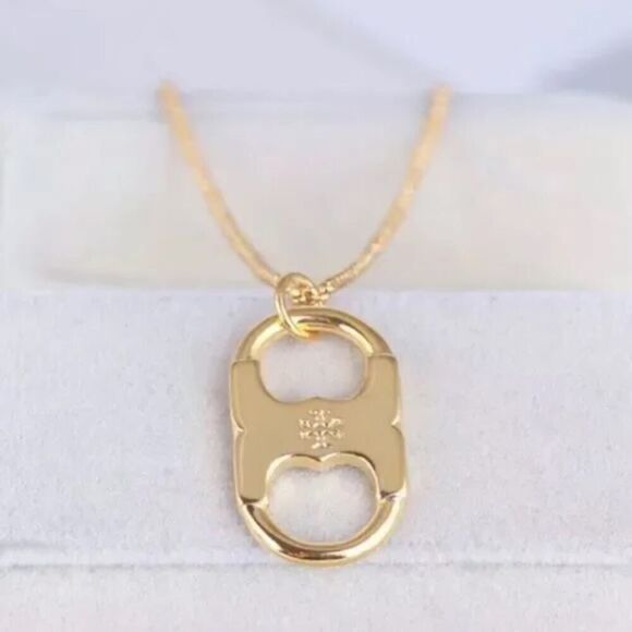 New Tory Burch Gold Gemini Adjustable Necklace - Picture 2 of 6